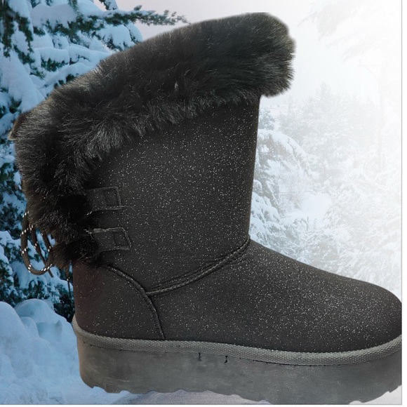 Fur Lined Platform Bootie Boots Brown or Black Sz 8.5 - 11 - Picture 3 of 5